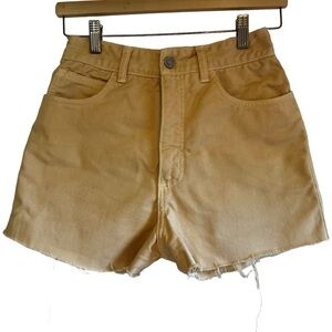 Vintage Guess jean shorts cutoffs pale yellow high waist excellent condition